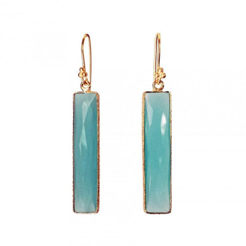 Rectangle Chalcedony Earrings